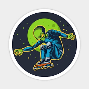 Retro Skateboarding Alien Magnet